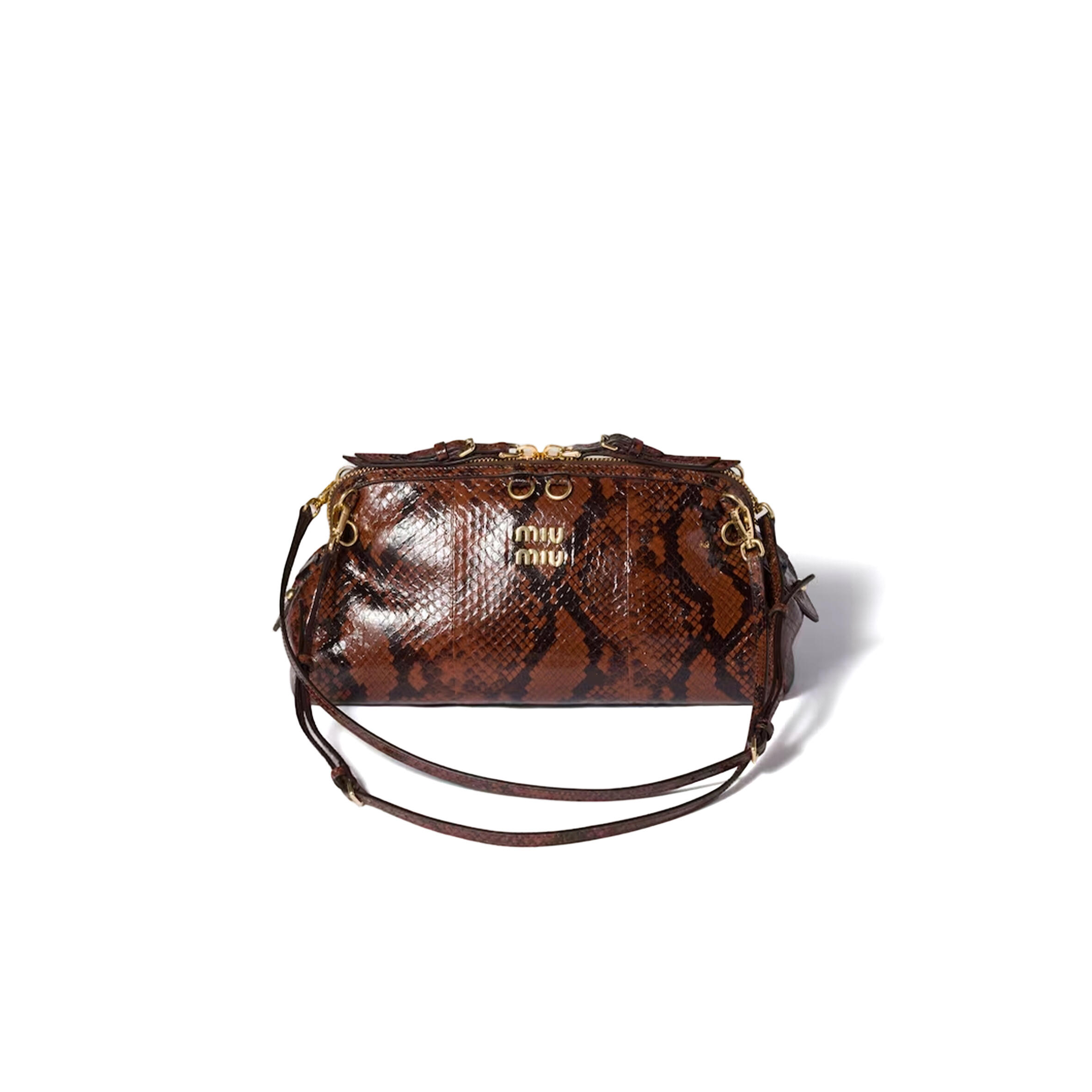 MIU MIU CAPRICE PYTHON-PRINT AYERS LEATHER CLUTCH 5BF130 (28*14.5*10cm)